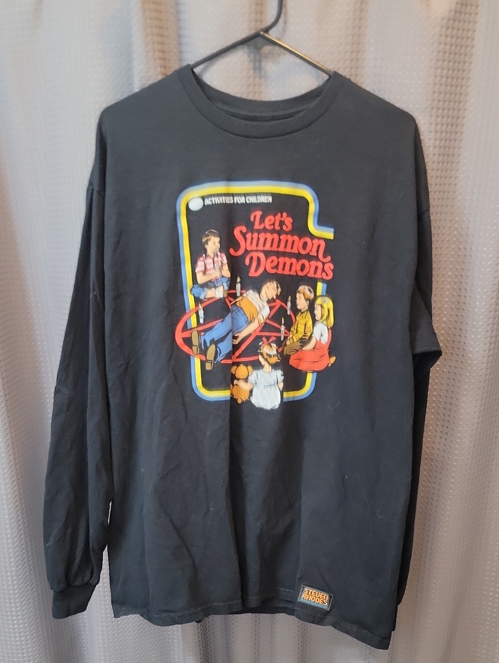 Steven Rhodes Let’s Summon Demons Graphic Long Sleeve Tee Size XL